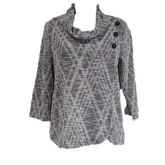 BYdesign Gray White Small 3/4 Sleeve Top NWT - Picture 2 of 7